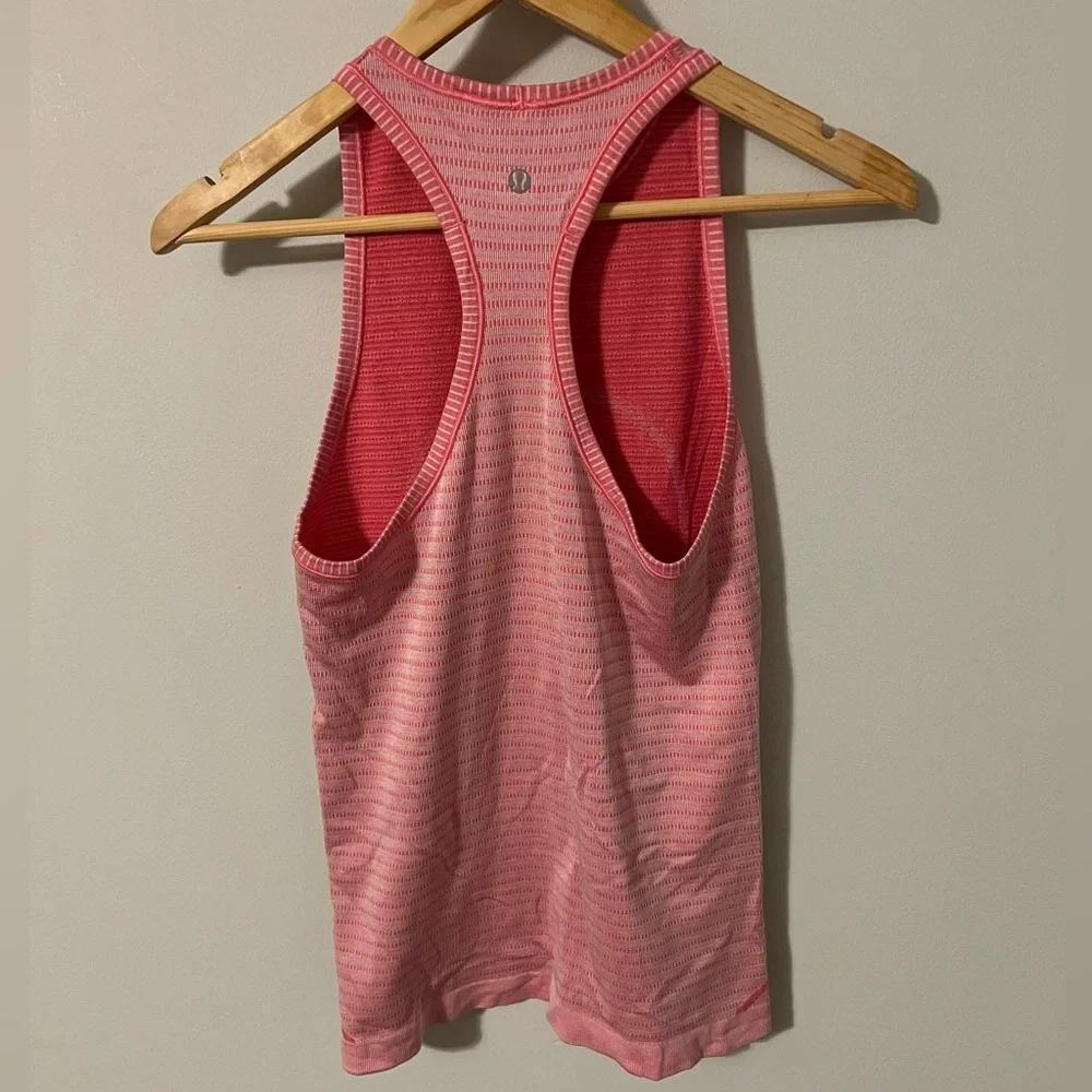 Lululemon Run Swiftly Tech Tank Stitch Stripe White Heathered Boom Juice Size 4